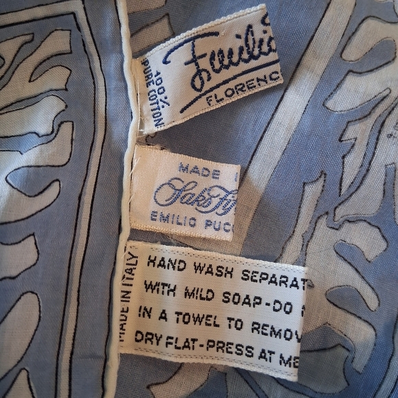 Emilio Pucci Soft Blue 100% Pure Cotton  Scarf - Picture 4 of 7